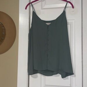 LOFT Green Asymmetrical Sleeveless Camisole